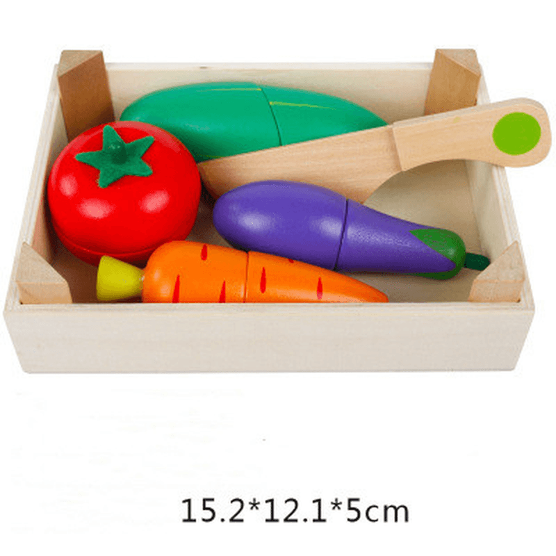 Wooden Children'S Educational Early Education Toys Simulation Fruits Cut to See Vegetables - MRSLM