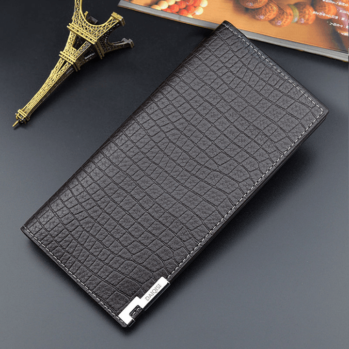 Men PU Soft Leather Long Bifold Thin Coin Purse Wallet Large Capacity Multi-Card Slot Card Holder Money Clip - MRSLM