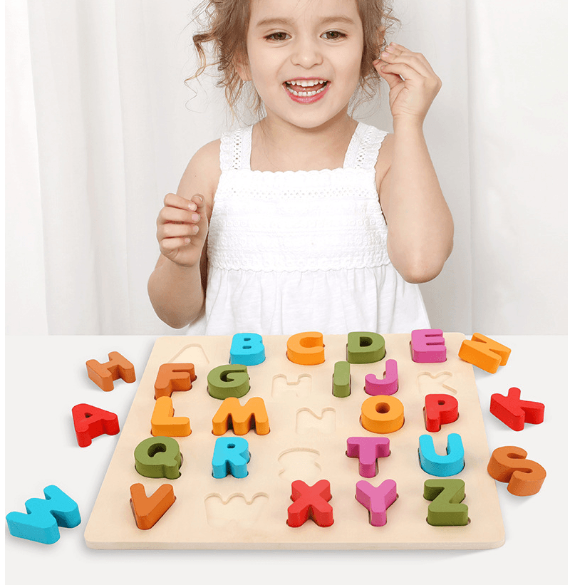 Wooden Colorful Digital Letters Cognitive Learning Toys - MRSLM