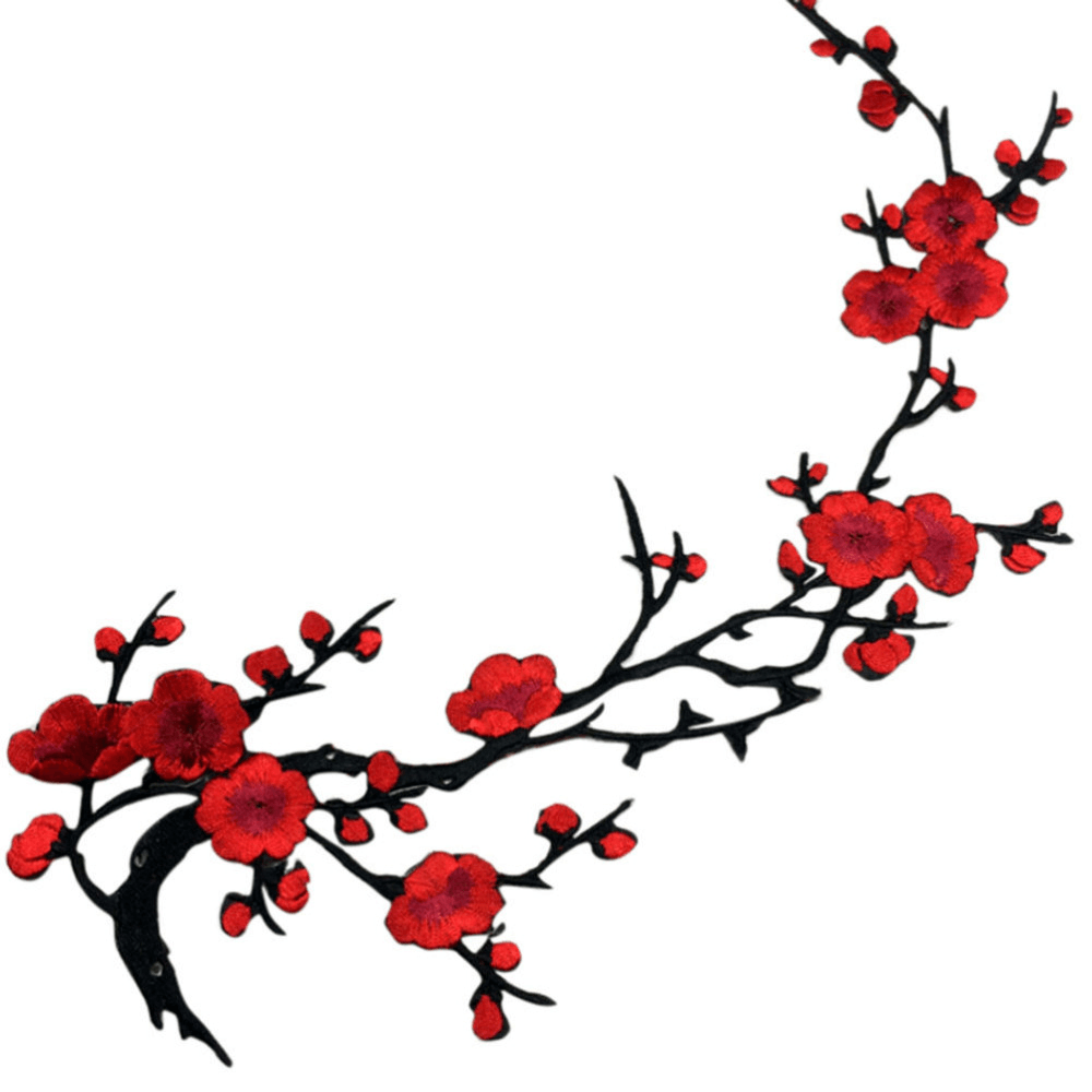 Plum Blossom Flower Applique Clothing Embroidery Patch Fabric Sticker Iron on Patch Sewing Repair - MRSLM