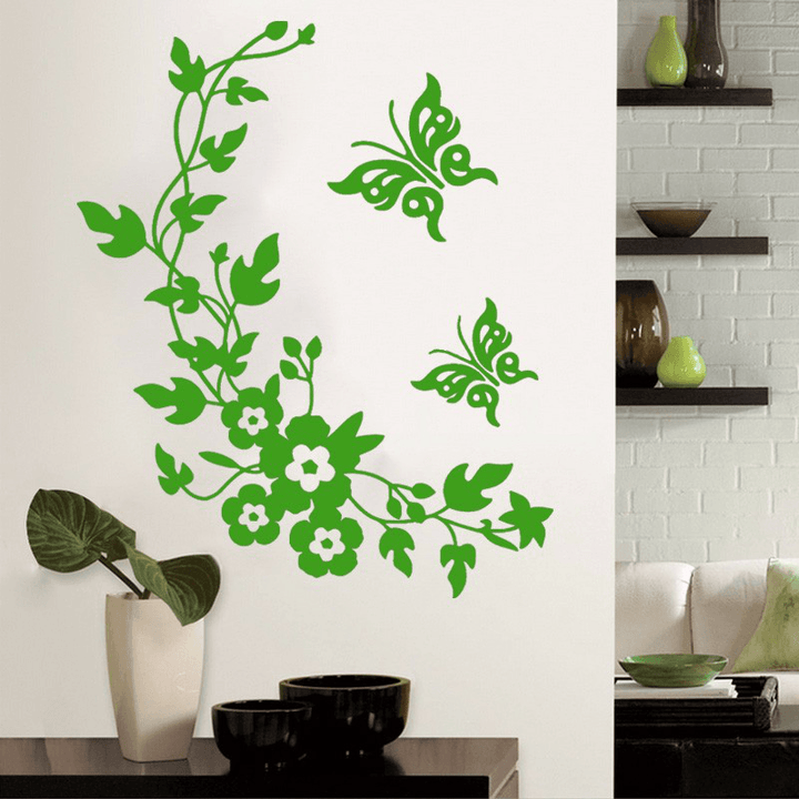 Funny Novelty Butterfly Flower Vine Bathroom Wall Sticker Home Decoration Vinyl Wall Decals - MRSLM