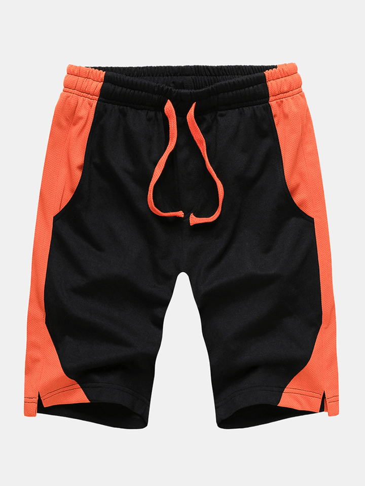 Mens Sports Patchwork Breathable Drawstring Casual Shorts - MRSLM