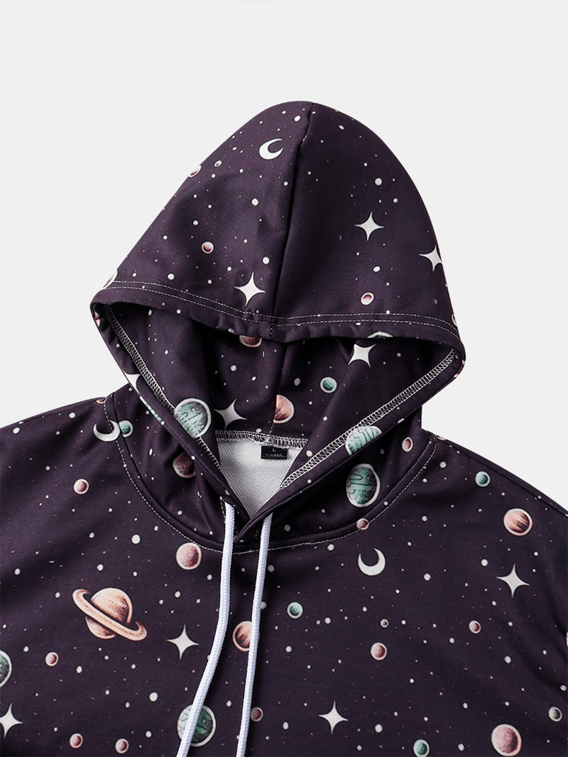 Mens Design Astronaut Galaxy Print Long Sleeve Hoodies with Pocket - MRSLM