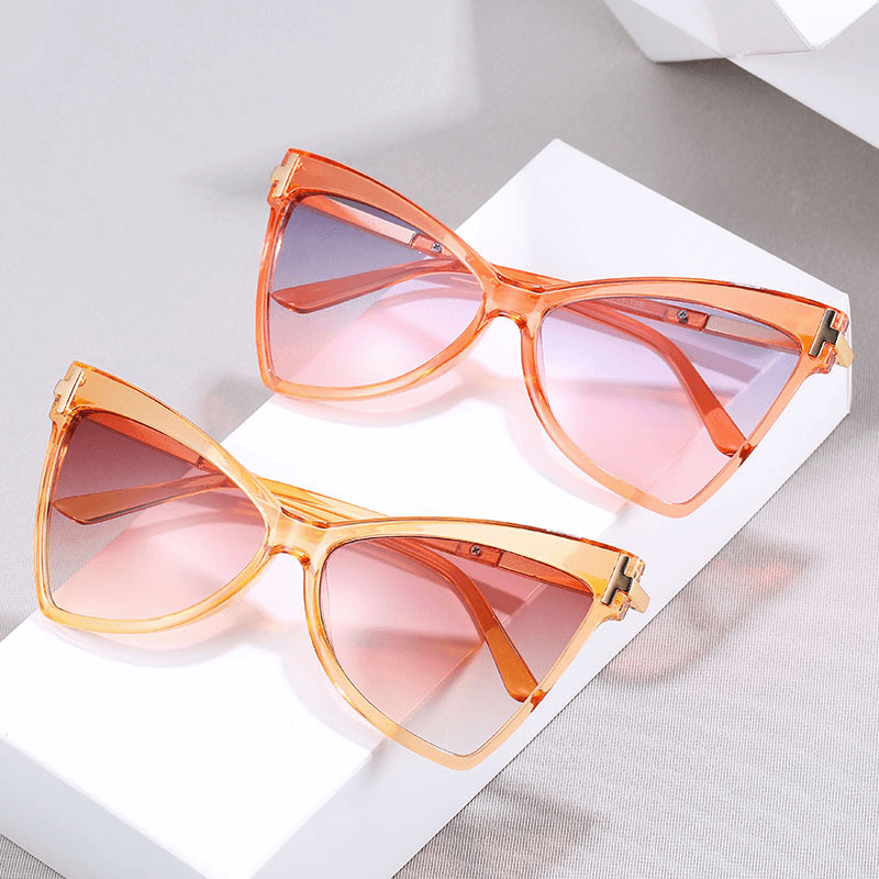 Fashion Triangle T-Shaped Ocean Color Cat Eye Glasses - MRSLM