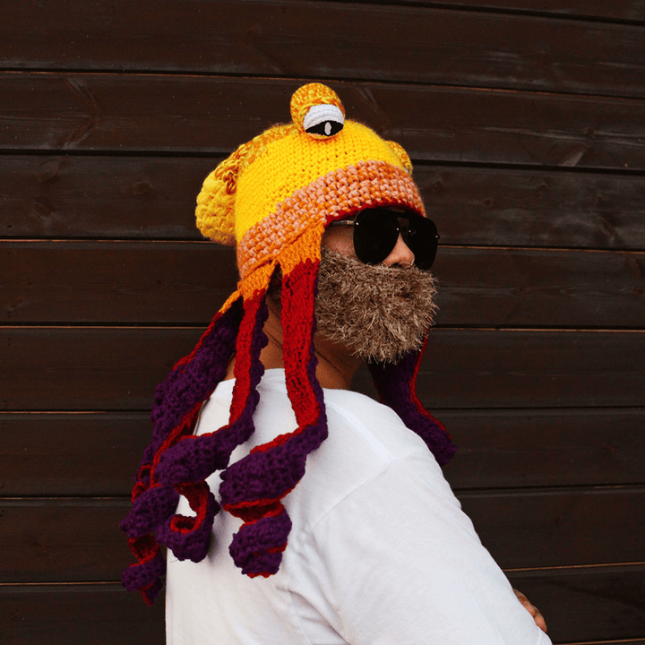 Octopus Hat Octopus Knitted Wool Hat plus Beard - MRSLM