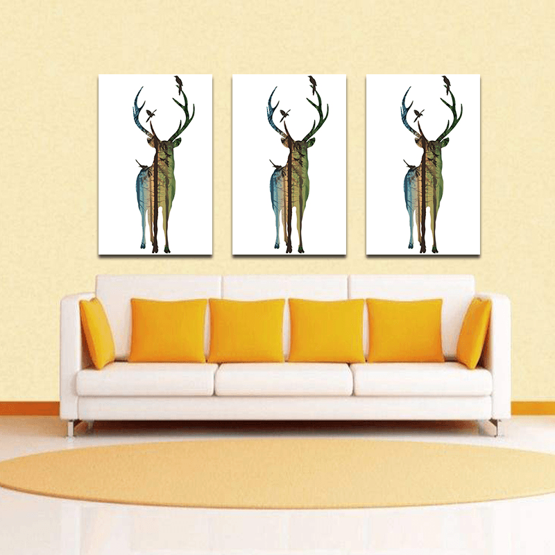 Miico Hand Painted Oil Paintings Simple Male Deer a Wall Art for Home Decoration Painting - MRSLM