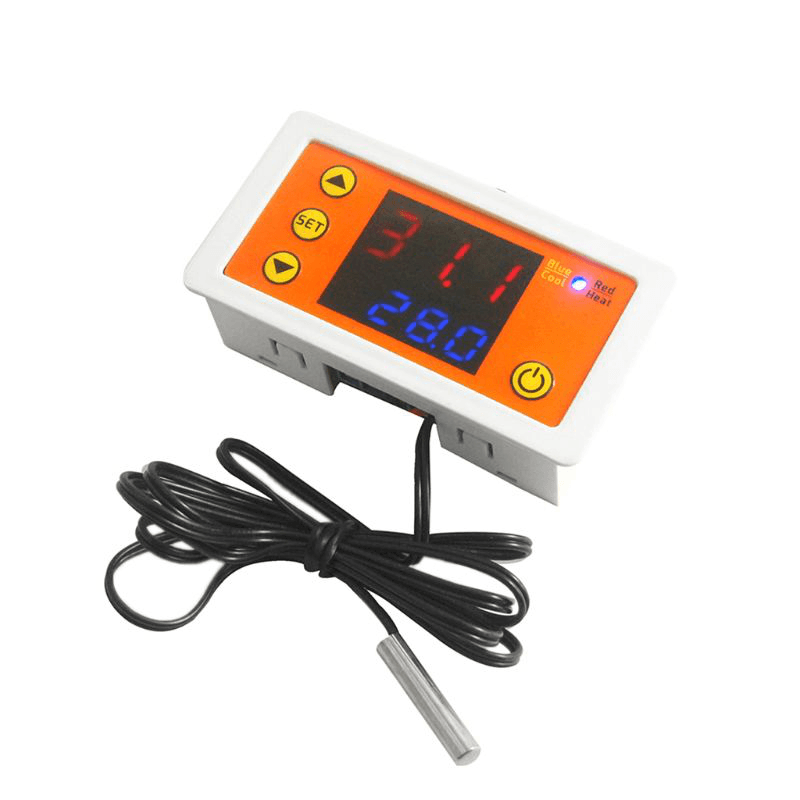 AC110V-220V DC12V Thermostat Heating Cooling Temperature Controller with Buzzer LED Digital Display - MRSLM