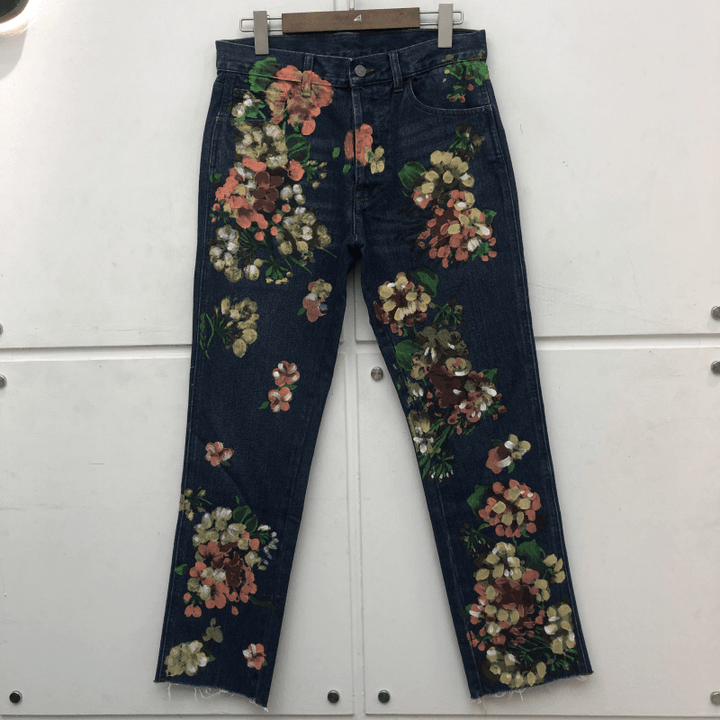 Tide Brand Hand-Painted Graffiti Floral Jeans - MRSLM