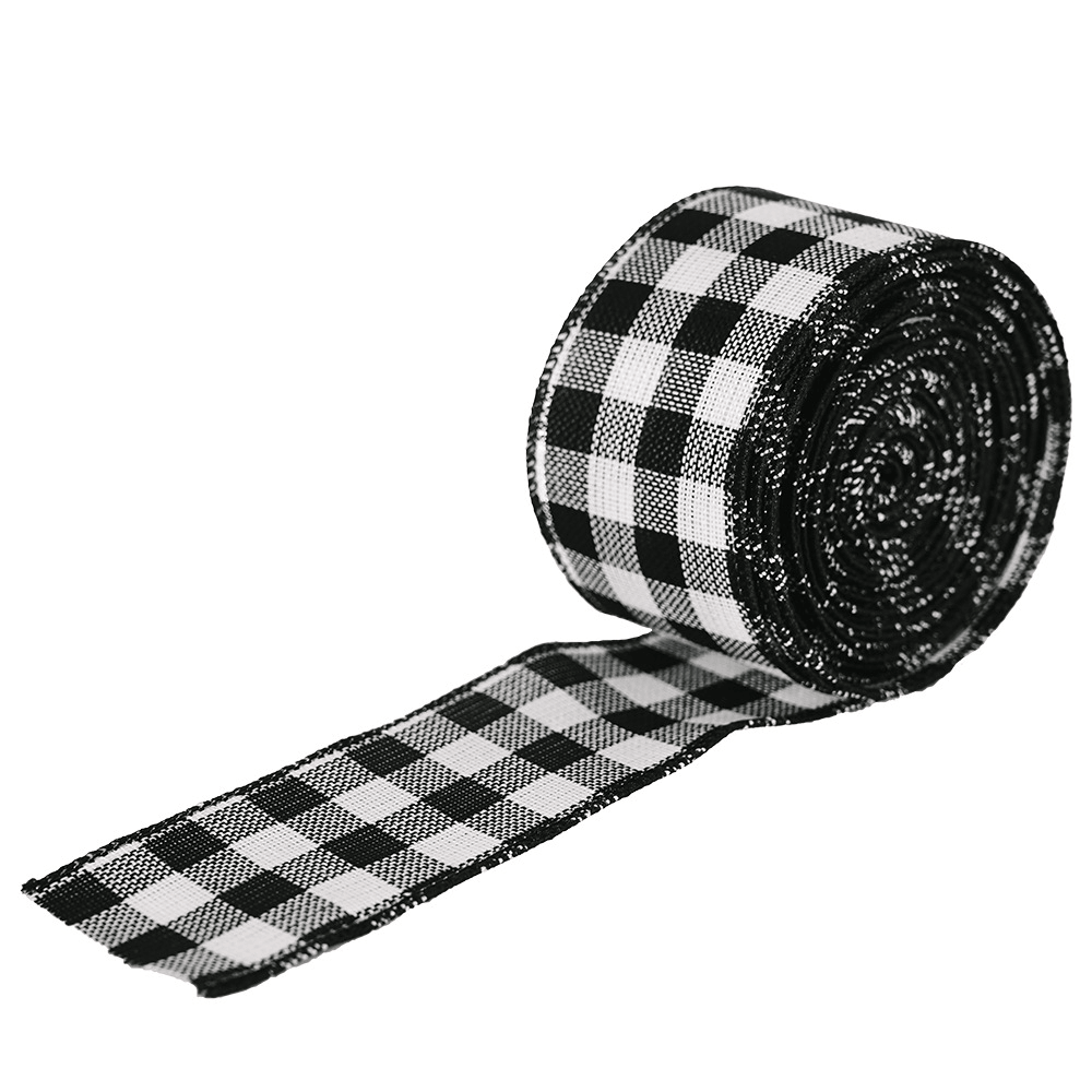 Christmas Black and White Red Lattice Decoration Ribbon - MRSLM