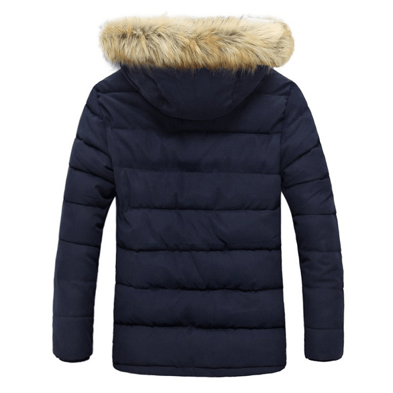 Mens Windproof Winter Thick Warm Furry Hood Parka Jacket - MRSLM