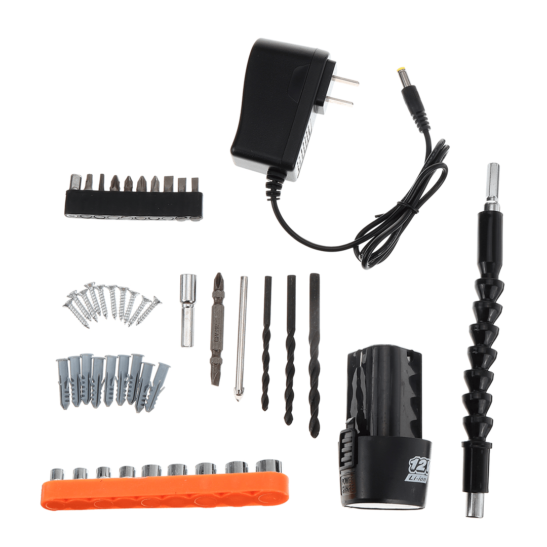 Multifunctional Electric Drill 21+1 Torque Screwdriver 12V Rechargeable Dual Speed Power Tools W/ 2Pcs Battery - MRSLM