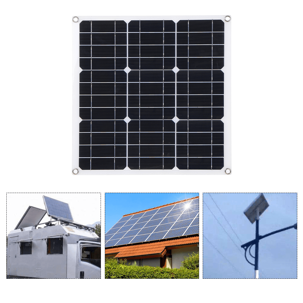 12V 50W PET Flexible Solar Panel Camping Solar Power Bank Battery Charge Systems Kit Complete 10/30/60/100A Controller 12V 24V - MRSLM