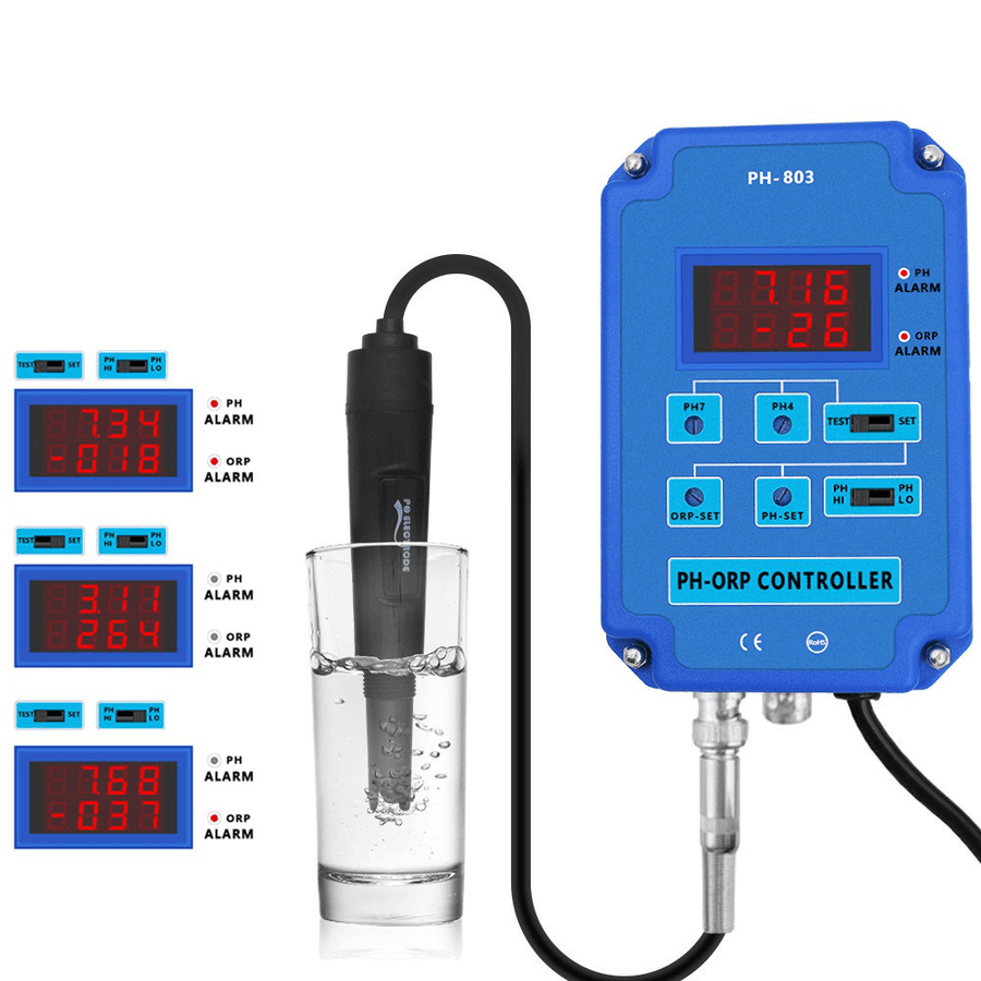 2 in 1 Digital PH ORP Redox Controller Monitor Water Quality Monitor Tester BNC Type Probe Replaceable Electrode - MRSLM