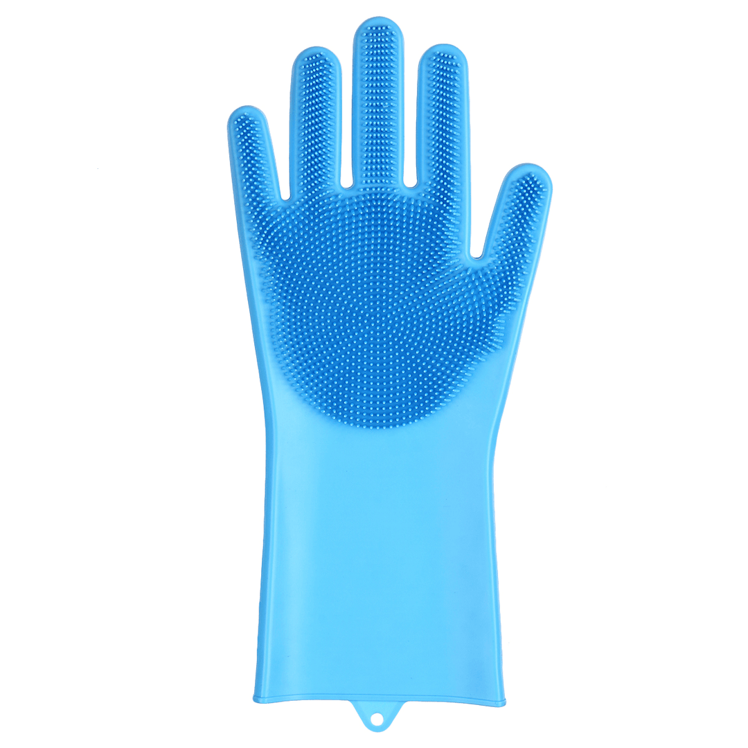 2 Pcs Magic Scrubber Silicone Gloves Pet Kitchen Dishwashing Cleaning Product - MRSLM