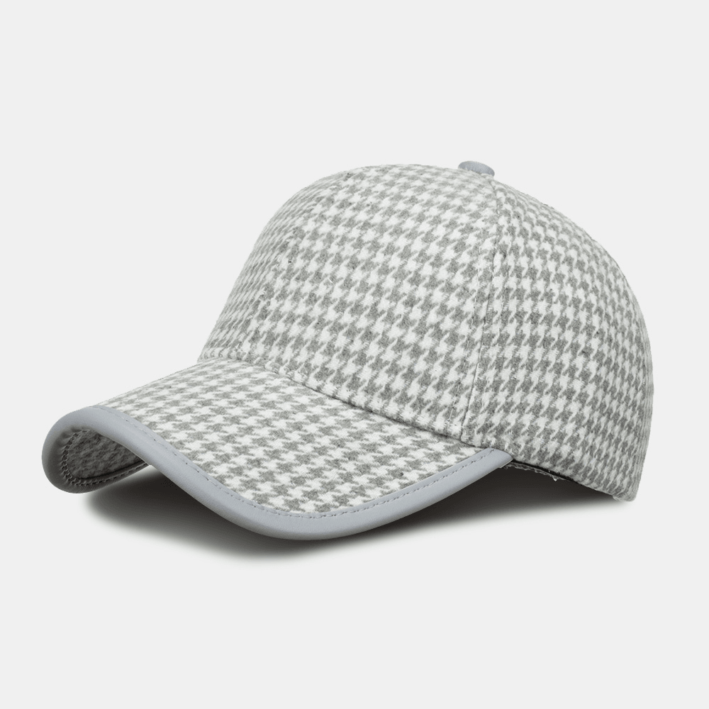 Unisex Polyester Houndstooth Pattern Baseball Cap British Retro Summer Sunshade Adjustable Hat - MRSLM