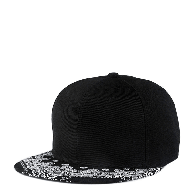 Cashew Flower Korean Hip-Hop Hat Flat Brim Hat Fashion Print Baseball Cap for Men - MRSLM