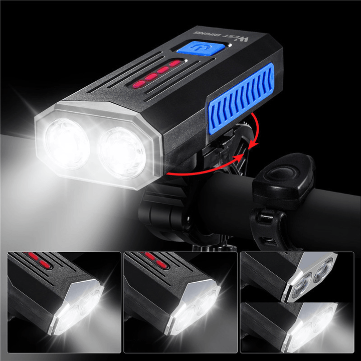 WEST BIKING 2XT6 1000Lumens 4000Mah 3Modes Bicycle Headlights with Speaker High-Capacity USB Charging Bicycle Horn Light - MRSLM