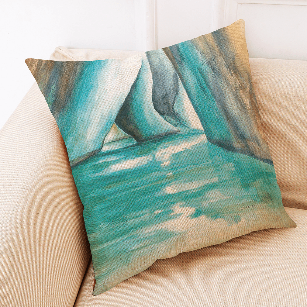 Honana 45X45Cm Home Decoration Colorful Beach Patterns Cotton Linen Pillow Case Sofa Cushion Cover - MRSLM