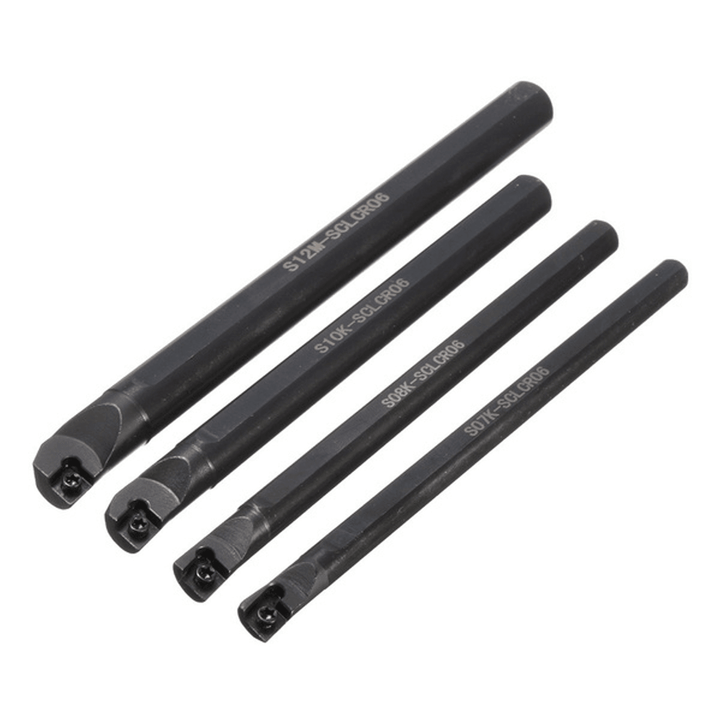 4Pcs 7/8/10/12Mm SCLCR06 Lathe Boring Bar Turning Tool with 10Pcs CCMT0602 Inserts - MRSLM