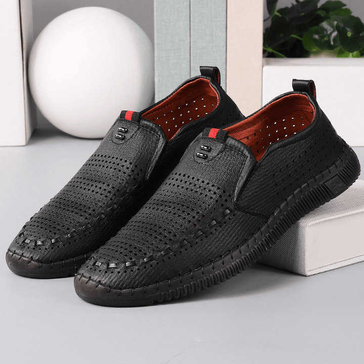 Menico Men Microfiber Breathable Hollow Out Soft Sole Comfy Casual Business Shoes - MRSLM