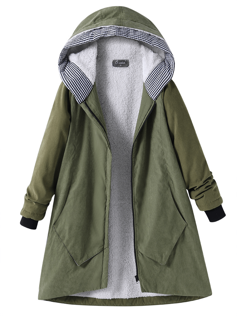 Casual Pure Color Hooded Pocket Coats - MRSLM