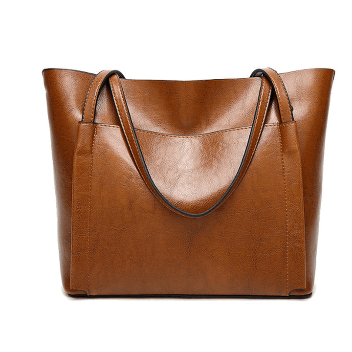 Women Oil Leather Tote Handbags Vintage Shoulder Bags Capacity Crossbody Bags - MRSLM