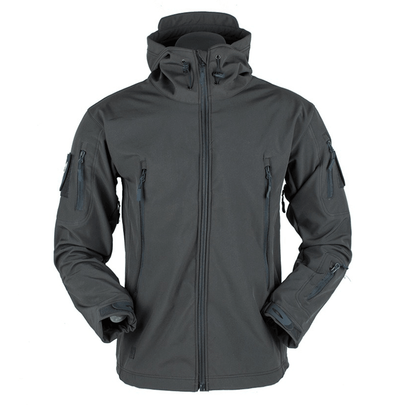 Mens Outdoor Thicken Warm Coat Fleece Jacket Windproof Waterproof Breathable Hooded Jacket - MRSLM