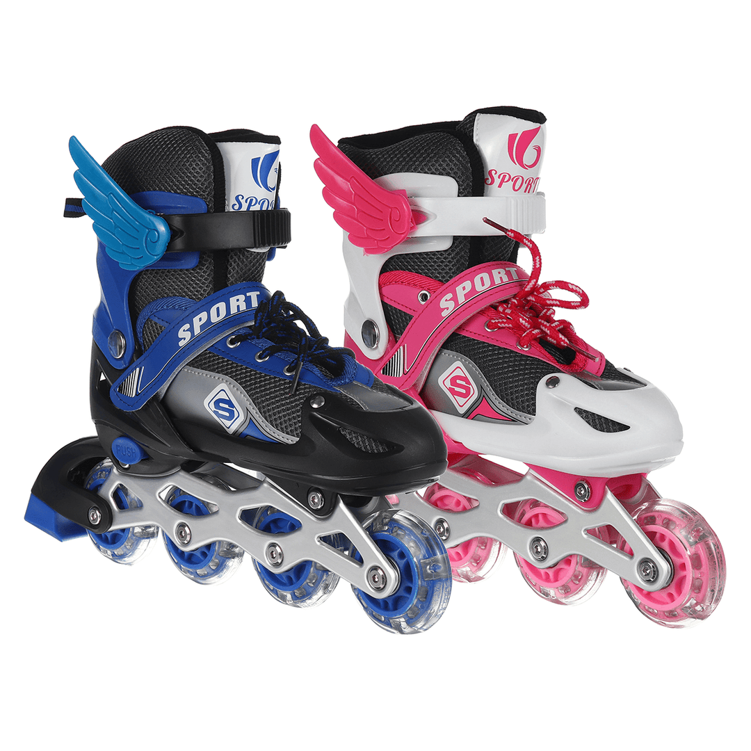 Kids Inline Skates Adjustable Illuminating Roller Skating Shoes Sliding Free Skating Sneakers - MRSLM