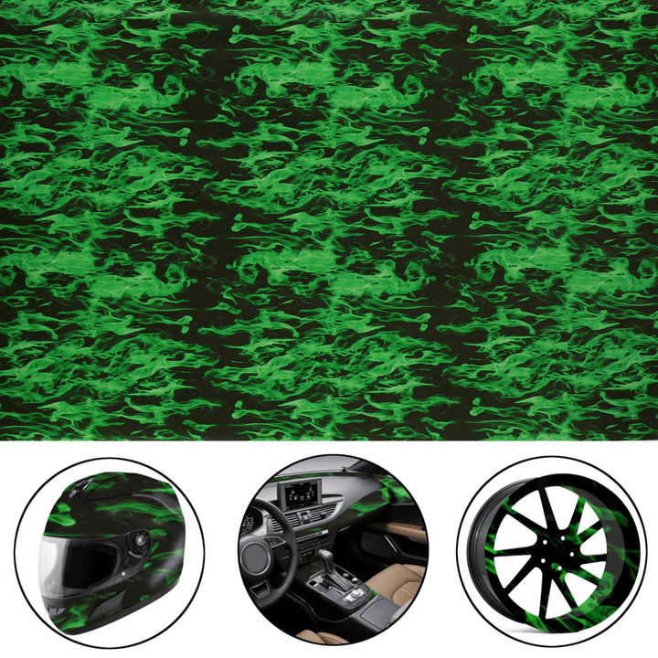 Green Fire Hydrographic Water Transfer Film Hydro Dipping DIP Print Car Film 150CM - MRSLM