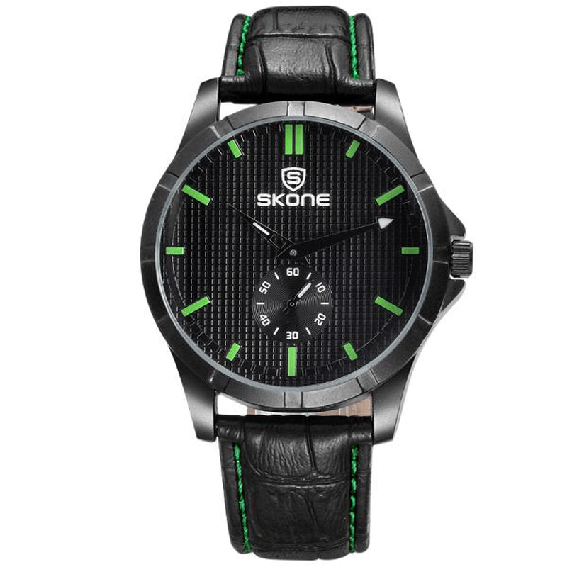 SKONE 3830 Fashion Business Man Wrist Watch Casual PU Strap Quartz Watch - MRSLM