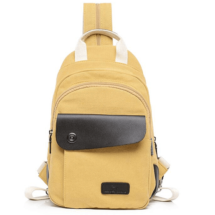 Multifunctional Women Canvas Backpack Pu Leather Chest Bag - MRSLM