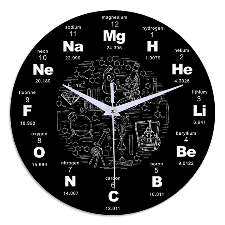 Emoyo ECY025 Chemical Element Table Wall Clock 3D Wall Clock for Home Office Decorations A - MRSLM