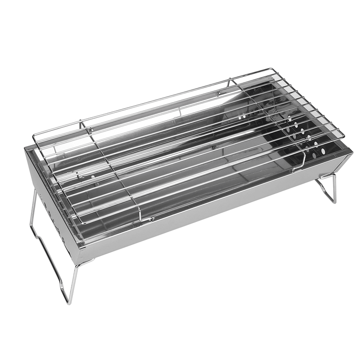 45X24X7.5Cm Stainless Steel Grill Outdoor Stainless Barbecue Portable Camping Barbecue Grill Multifunction Wood Stove - MRSLM