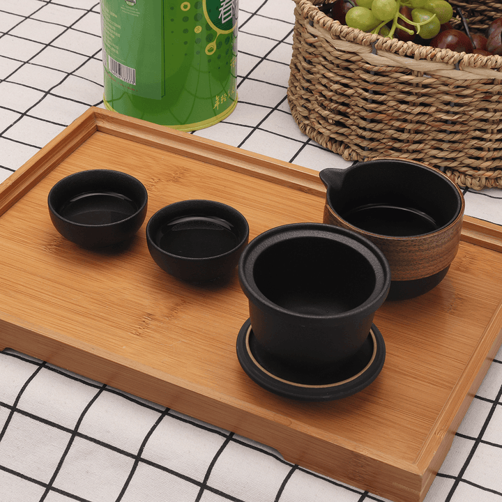 180Ml/300Ml Ceramic Teapot Set Portable Kung Fu Tea Drinkware 2/4 Cups Set Bag Outdoor Travel Office - MRSLM