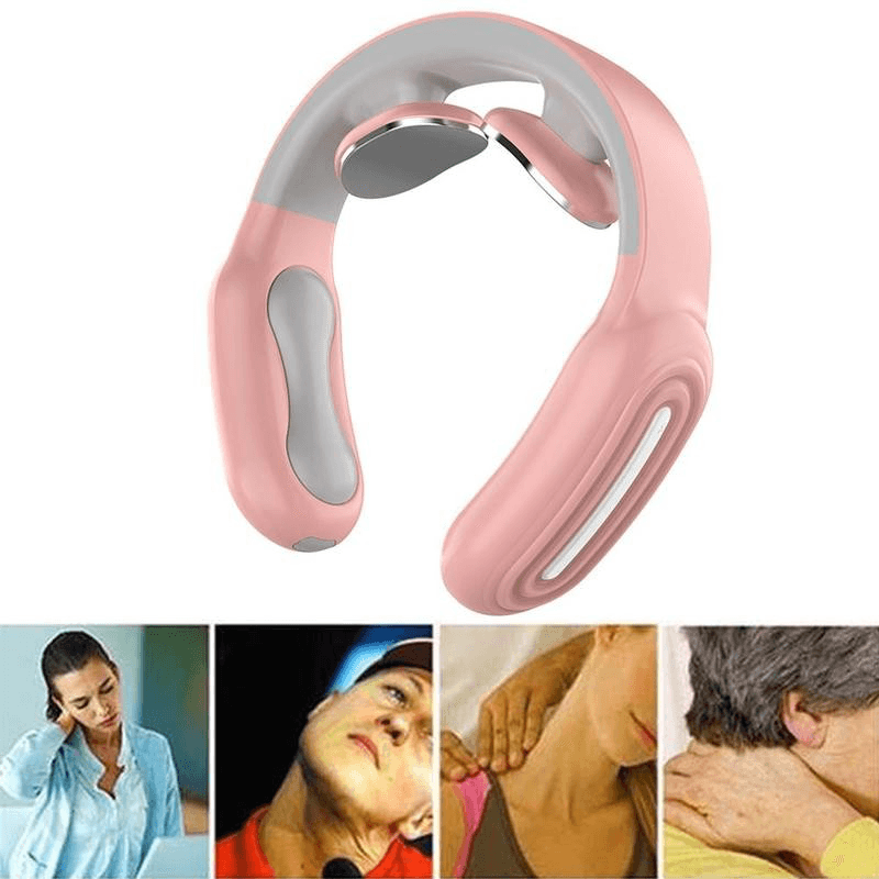 Electric Neck Massager 6 Modes Pulse Massage Magnetic Cervical Spine Hot Compress Therapy Pain Relief Tool - MRSLM