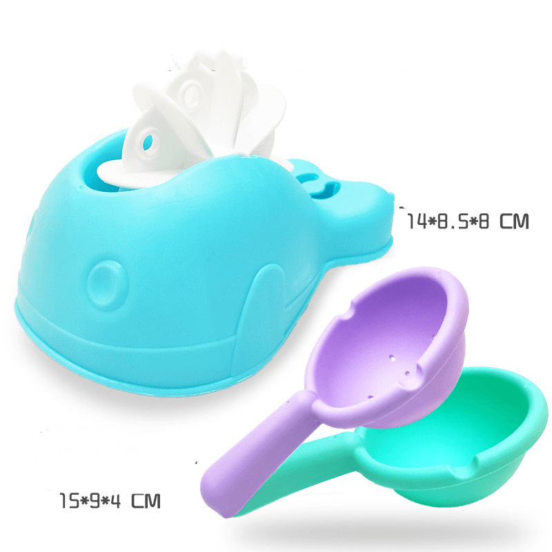 Rotating Whale Waterwheel and Scoop 3-Piece Baby Bath Toy - MRSLM