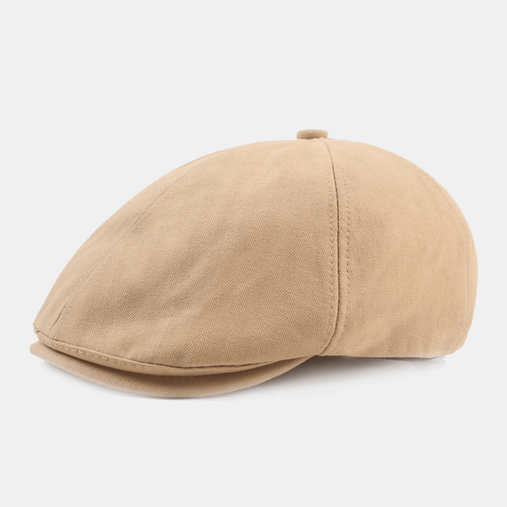 Men Cotton Beret Cap Solid Color Retro Adjustable Newsboy Hat Painter Hat Octagonal Hat - MRSLM