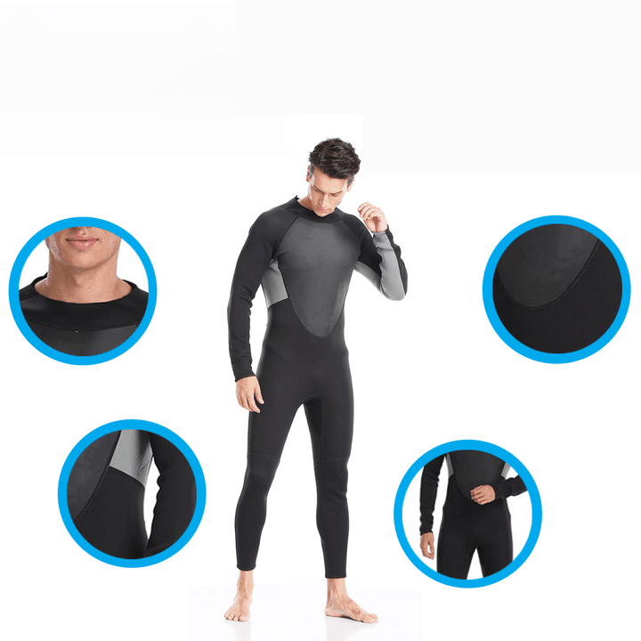 3Mm Men Wetsuits Super Stretch Full Body Diving Suit Adjustable Snorkeling Swimming Long Sleeve - MRSLM