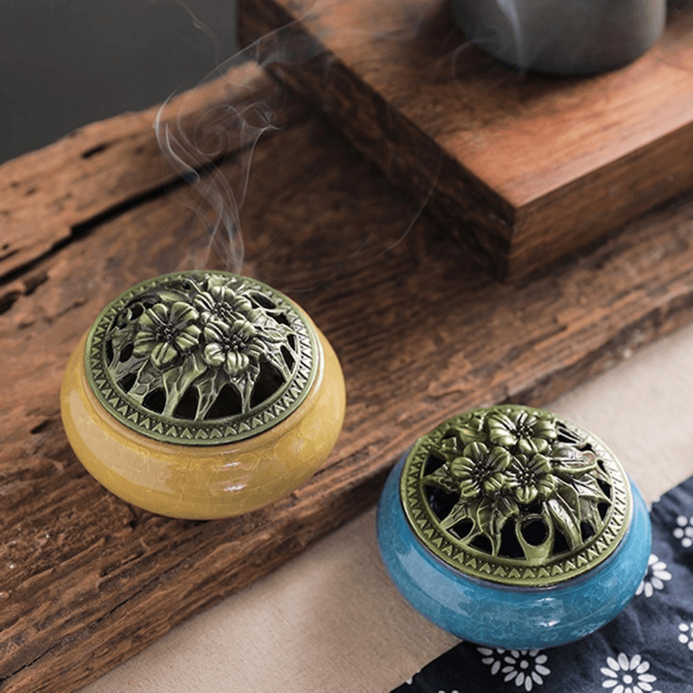 Ceramic Incense Burners Portable Porcelain Censer Buddhism Incense Holder Home Tea House Yoga Studio Decorations - MRSLM