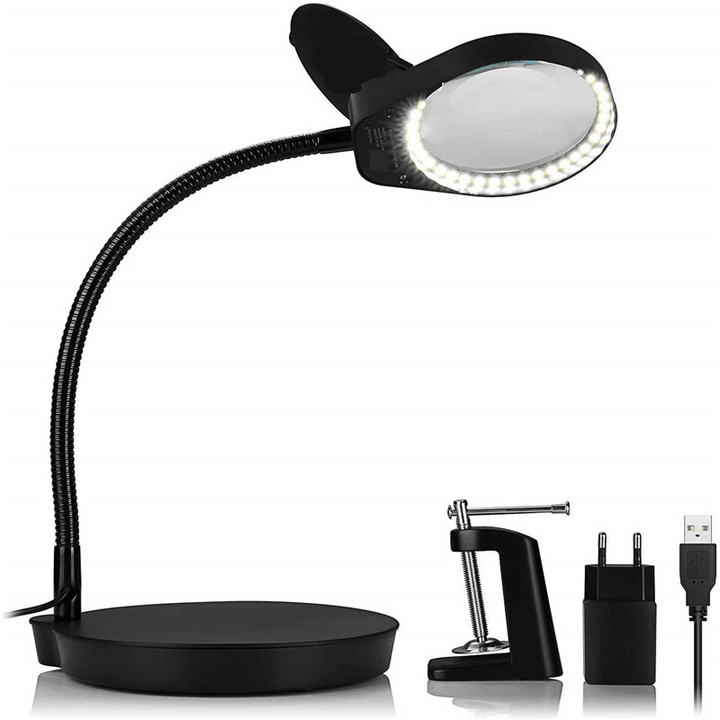 PD-4S Clamp Desktop 2 in 1 USB Magnifier Lamp with 38Pcs Led Lights 8X Magnifying Glass for PCB Inspection Reading and Handcrafts - MRSLM