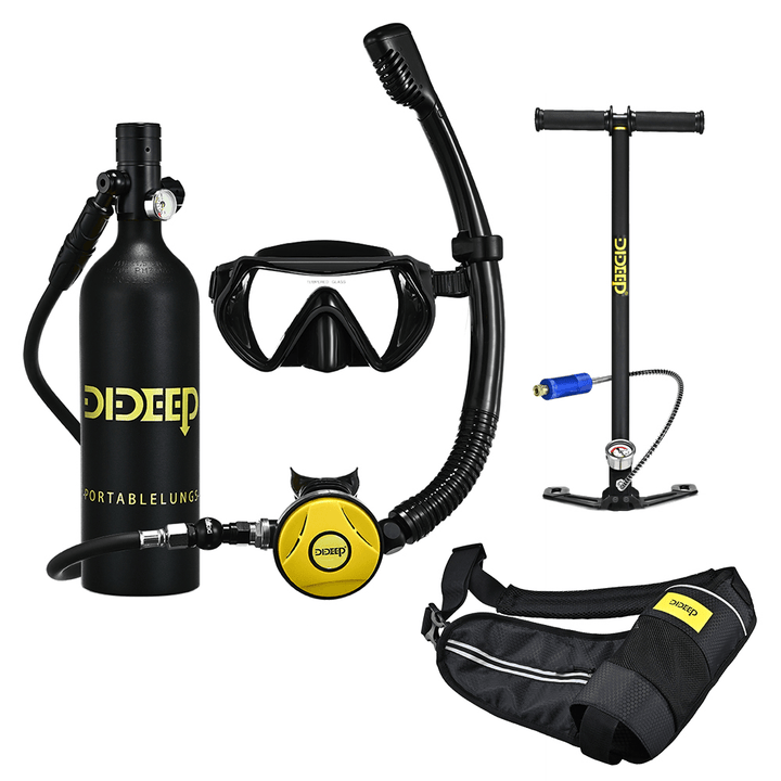 DIDEEP X4000Plus 1L Scuba Diving Cylinder Set Mini Oxygen Tank Respirator Snorkel Tube Anti-Fog Diving Goggles Air Pump - MRSLM