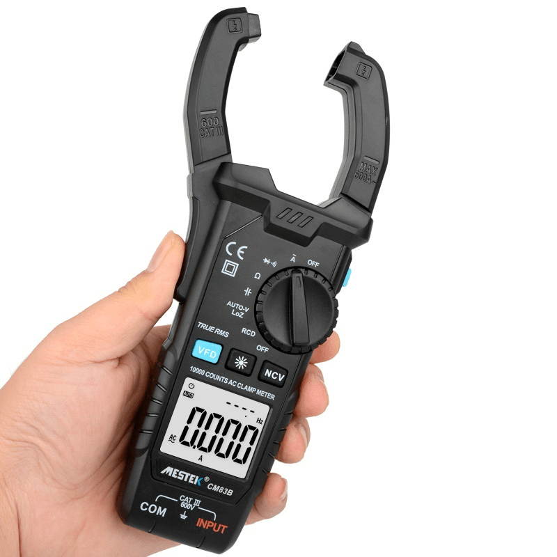 MESTEK CM83B Digital Clamp Meter 600A AC Current AC/DC Voltage Ohm True RMS Auto Range VFD Capacitance NCV Tester Ammeter Multimeter - MRSLM