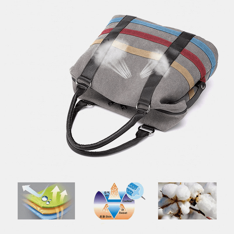 Women Patchwork Canvas Handbag Crossbody Bag - MRSLM