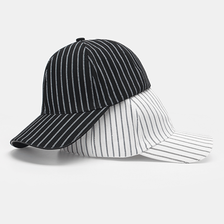 Men Striped Baseball Cap Simple Wild Sunshade Sunscreen Relaxed Adjustable Cap - MRSLM