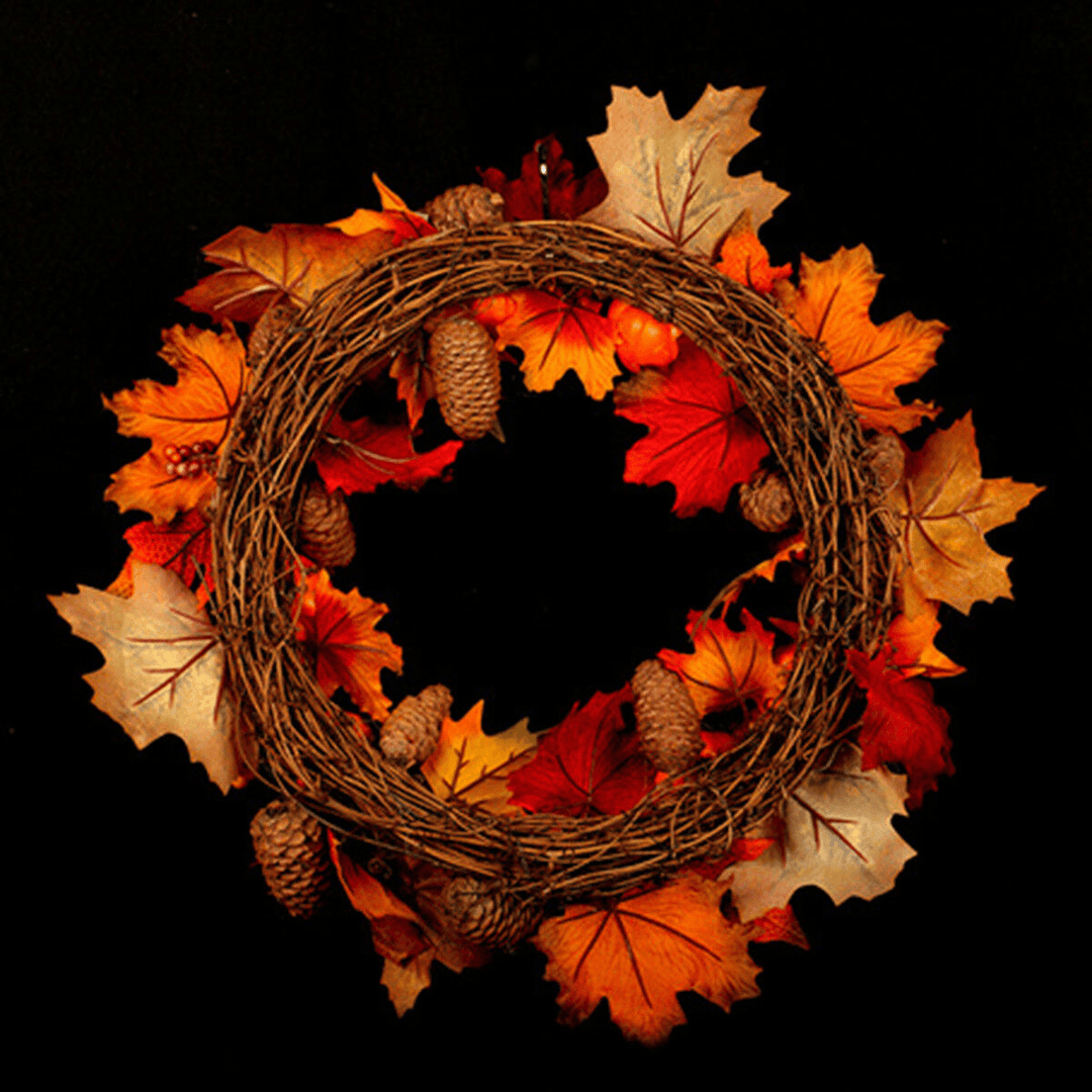 45/60Cm Wreath Garland Maple Leaves Pumpkin Door for Christmas Party Decorations - MRSLM