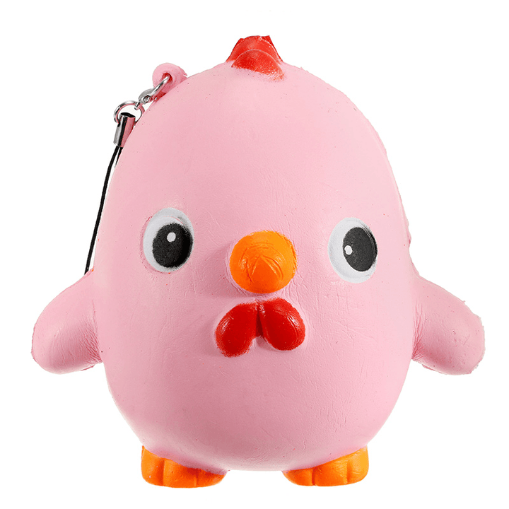 Squishy Pink Chicken Jumbo 10Cm Slow Rising Collection Gift Decor Soft Toy Phone Bag Strap - MRSLM