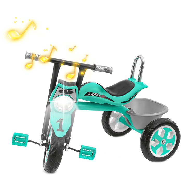 Baby Pedals Tricycle with Music Light＆Basket Kids Toddler Walker Children Bicycle Outdoor Garden Bike for 2-5 Years Old Boys＆Girls Gifts - MRSLM