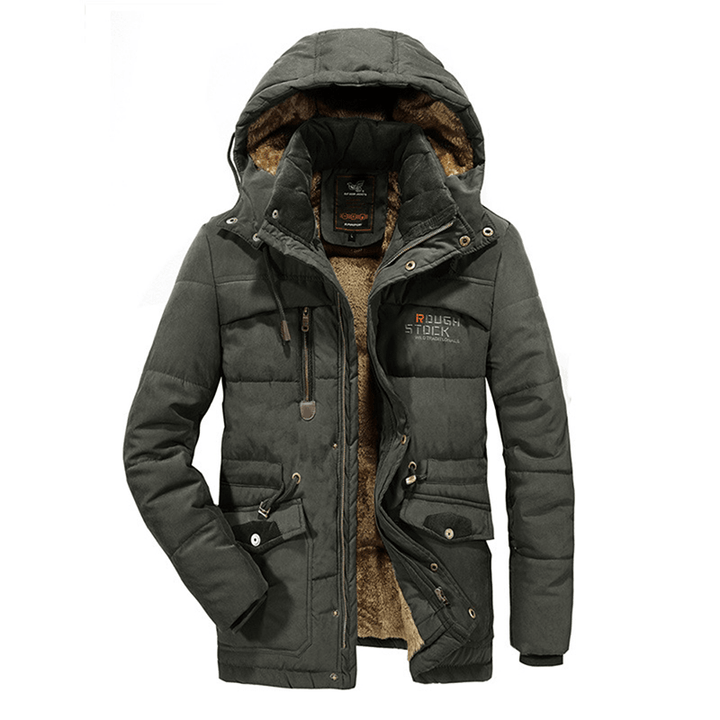 Mens Thick Multi Pockets Windproof Detachable Hooded Jacket - MRSLM