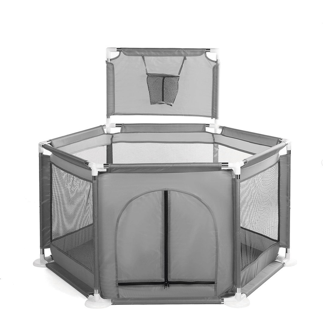 6 Sided Foldable Baby Playpen Playing House Interactive Kids Toddler Room with Safety Gate - MRSLM