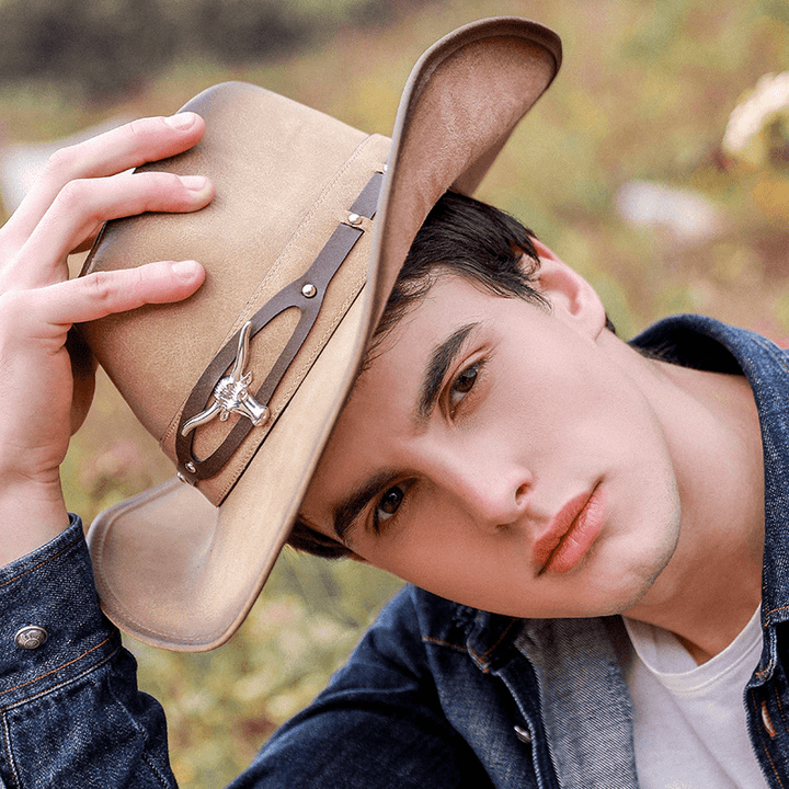 Men'S Hat Spring Western Cowboy Hat Summer Fashion Big Eaves Green - MRSLM